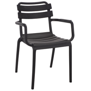 Sarah Modern Stacking Dining Armchairs Set Of 2 — Weatherproof Polyethylene, Ergonomic Arms, Space-Saving Design