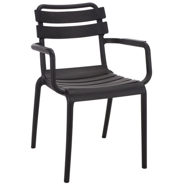 Sarah Modern Stacking Dining Armchairs Set Of 2 — Weatherproof Polyethylene, Ergonomic Arms, Space-Saving Design