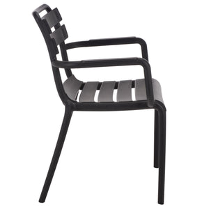 Sarah Modern Stacking Dining Armchairs Set Of 2 — Weatherproof Polyethylene, Ergonomic Arms, Space-Saving Design