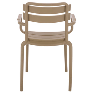 Sarah Modern Stacking Dining Armchairs Set Of 2 — Weatherproof Polyethylene, Ergonomic Arms, Space-Saving Design