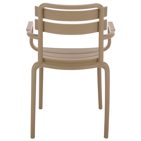Sarah Modern Stacking Dining Armchairs Set Of 2 — Weatherproof Polyethylene, Ergonomic Arms, Space-Saving Design