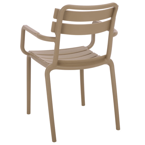 Sarah Modern Stacking Dining Armchairs Set Of 2 — Weatherproof Polyethylene, Ergonomic Arms, Space-Saving Design