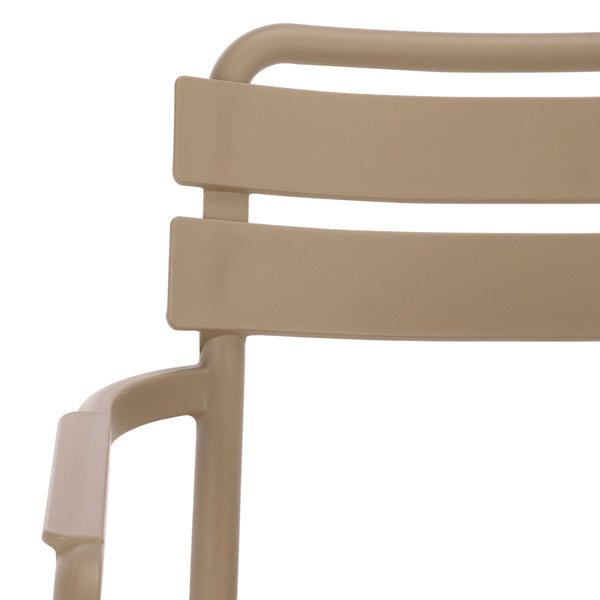 Sarah Modern Stacking Dining Armchairs Set Of 2 — Weatherproof Polyethylene, Ergonomic Arms, Space-Saving Design