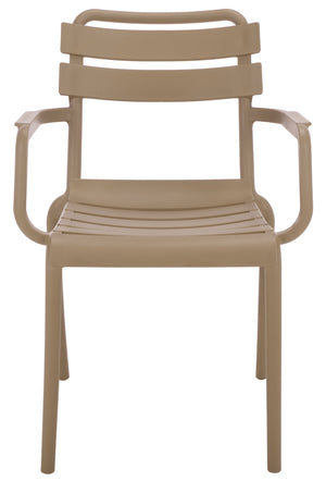 Sarah Modern Stacking Dining Armchairs Set Of 2 — Weatherproof Polyethylene, Ergonomic Arms, Space-Saving Design