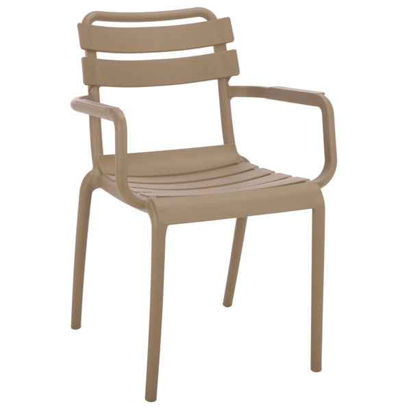 Sarah Modern Stacking Dining Armchairs Set Of 2 — Weatherproof Polyethylene, Ergonomic Arms, Space-Saving Design