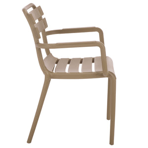 Sarah Modern Stacking Dining Armchairs Set Of 2 — Weatherproof Polyethylene, Ergonomic Arms, Space-Saving Design