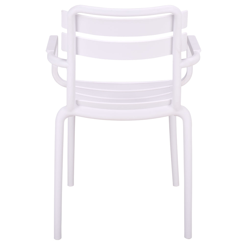 Sarah Modern Stacking Dining Armchairs Set Of 2 — Weatherproof Polyethylene, Ergonomic Arms, Space-Saving Design