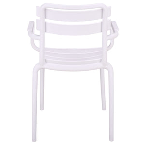 Sarah Modern Stacking Dining Armchairs Set Of 2 — Weatherproof Polyethylene, Ergonomic Arms, Space-Saving Design