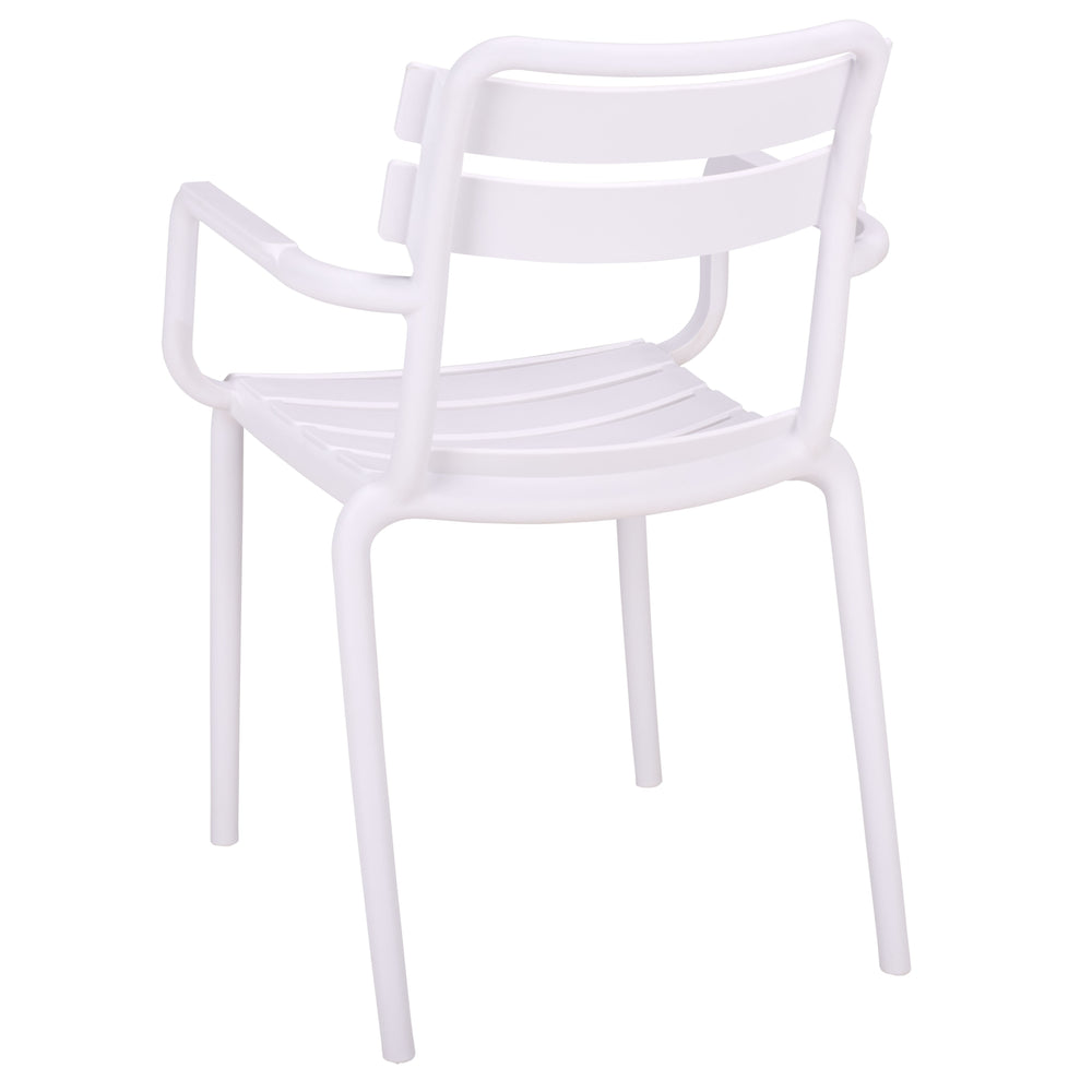 Sarah Modern Stacking Dining Armchairs Set Of 2 — Weatherproof Polyethylene, Ergonomic Arms, Space-Saving Design