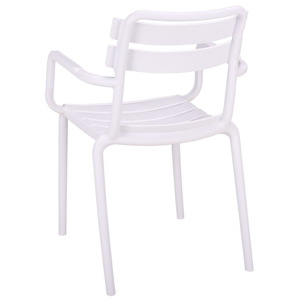 Sarah Modern Stacking Dining Armchairs Set Of 2 — Weatherproof Polyethylene, Ergonomic Arms, Space-Saving Design