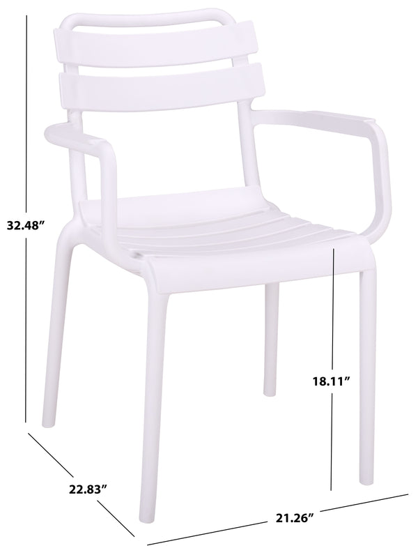 Sarah Modern Stacking Dining Armchairs Set Of 2 — Weatherproof Polyethylene, Ergonomic Arms, Space-Saving Design