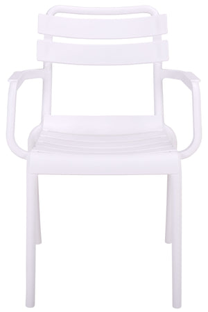 Sarah Modern Stacking Dining Armchairs Set Of 2 — Weatherproof Polyethylene, Ergonomic Arms, Space-Saving Design