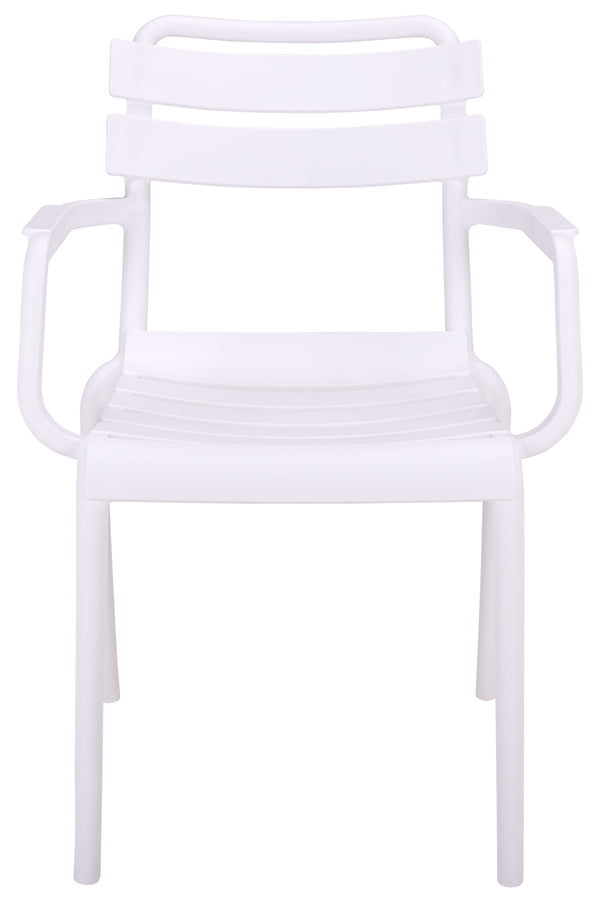 Sarah Modern Stacking Dining Armchairs Set Of 2 — Weatherproof Polyethylene, Ergonomic Arms, Space-Saving Design