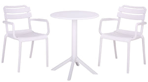 Sarah Modern Stacking Dining Armchairs Set Of 2 — Weatherproof Polyethylene, Ergonomic Arms, Space-Saving Design