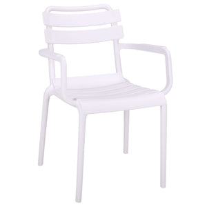 Sarah Modern Stacking Dining Armchairs Set Of 2 — Weatherproof Polyethylene, Ergonomic Arms, Space-Saving Design