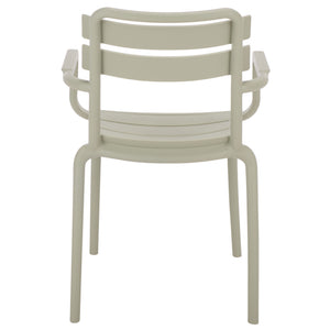 Sarah Modern Stacking Dining Armchairs Set Of 2 — Weatherproof Polyethylene, Ergonomic Arms, Space-Saving Design