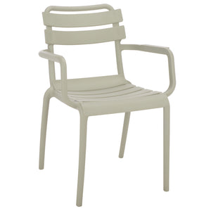 Sarah Modern Stacking Dining Armchairs Set Of 2 — Weatherproof Polyethylene, Ergonomic Arms, Space-Saving Design
