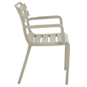 Sarah Modern Stacking Dining Armchairs Set Of 2 — Weatherproof Polyethylene, Ergonomic Arms, Space-Saving Design
