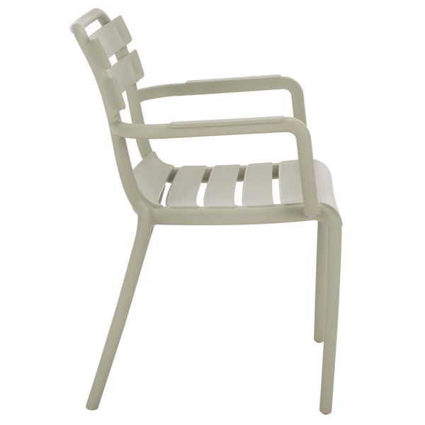 Sarah Modern Stacking Dining Armchairs Set Of 2 — Weatherproof Polyethylene, Ergonomic Arms, Space-Saving Design