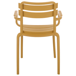 Sarah Modern Stacking Dining Armchairs Set Of 2 — Weatherproof Polyethylene, Ergonomic Arms, Space-Saving Design