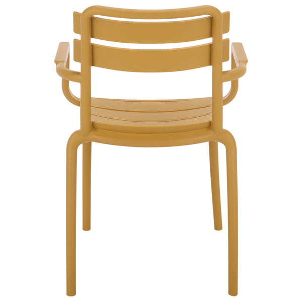 Sarah Modern Stacking Dining Armchairs Set Of 2 — Weatherproof Polyethylene, Ergonomic Arms, Space-Saving Design