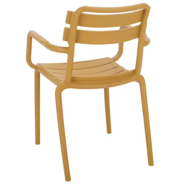 Sarah Modern Stacking Dining Armchairs Set Of 2 — Weatherproof Polyethylene, Ergonomic Arms, Space-Saving Design