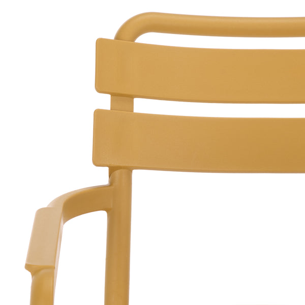 Sarah Modern Stacking Dining Armchairs Set Of 2 — Weatherproof Polyethylene, Ergonomic Arms, Space-Saving Design