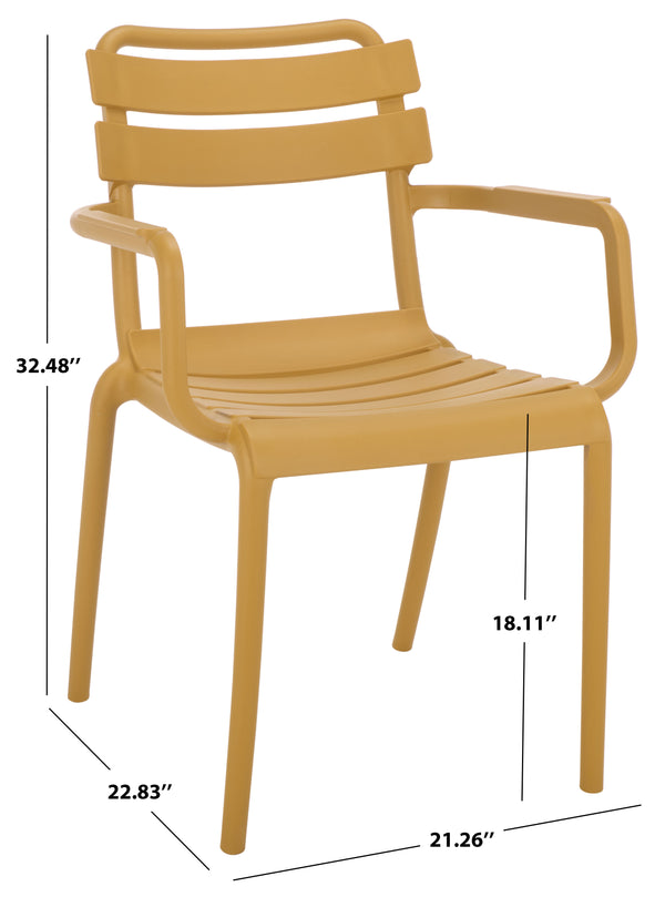 Sarah Modern Stacking Dining Armchairs Set Of 2 — Weatherproof Polyethylene, Ergonomic Arms, Space-Saving Design