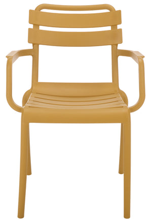 Sarah Modern Stacking Dining Armchairs Set Of 2 — Weatherproof Polyethylene, Ergonomic Arms, Space-Saving Design