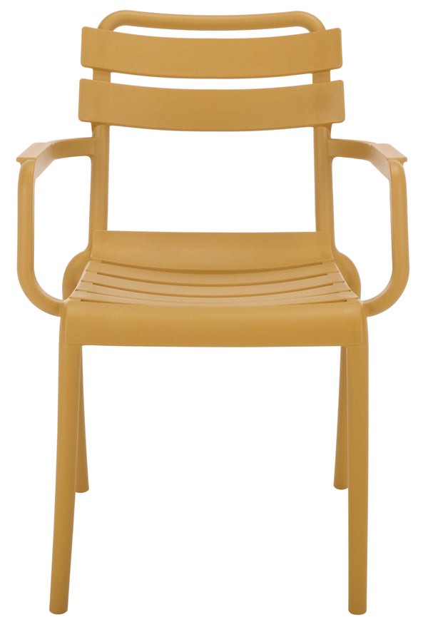 Sarah Modern Stacking Dining Armchairs Set Of 2 — Weatherproof Polyethylene, Ergonomic Arms, Space-Saving Design