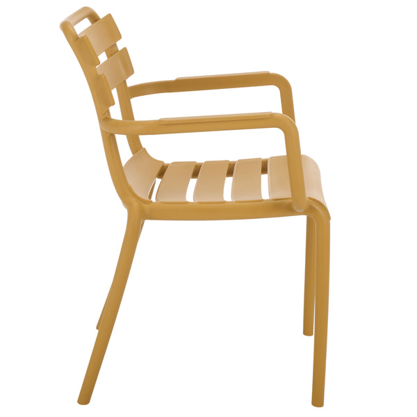 Sarah Modern Stacking Dining Armchairs Set Of 2 — Weatherproof Polyethylene, Ergonomic Arms, Space-Saving Design