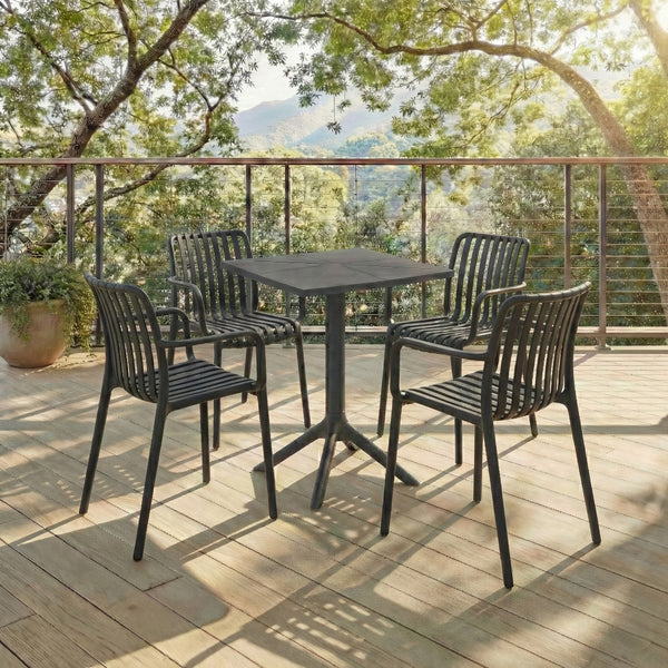 Stella Square Bistro Table For Compact Outdoor Spaces — Weatherproof Polyethylene, Matte Finish