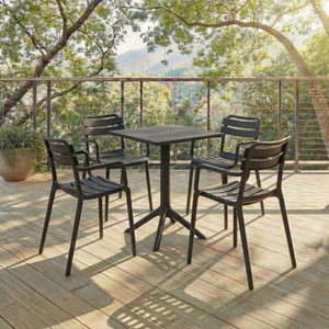 Stella Square Bistro Table For Compact Outdoor Spaces — Weatherproof Polyethylene, Matte Finish