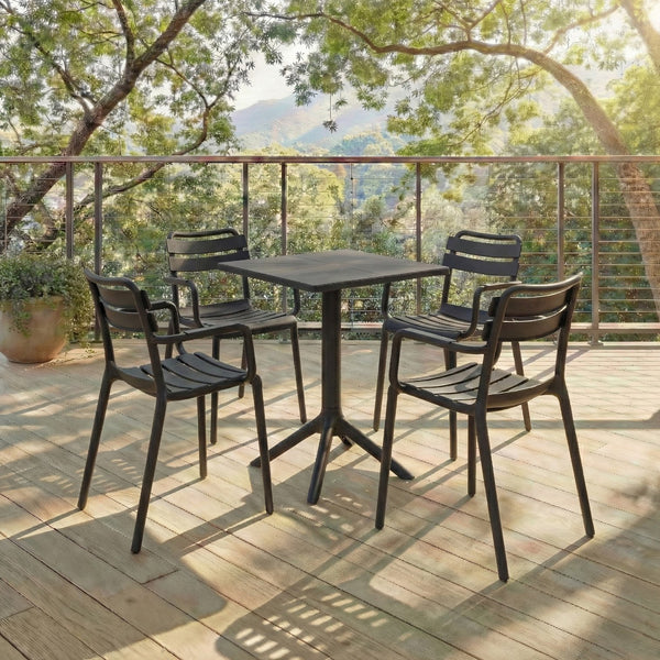 Sarah Modern Stacking Dining Armchairs Set Of 2 — Weatherproof Polyethylene, Ergonomic Arms, Space-Saving Design