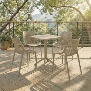 Stella Square Bistro Table For Compact Outdoor Spaces — Weatherproof Polyethylene, Matte Finish