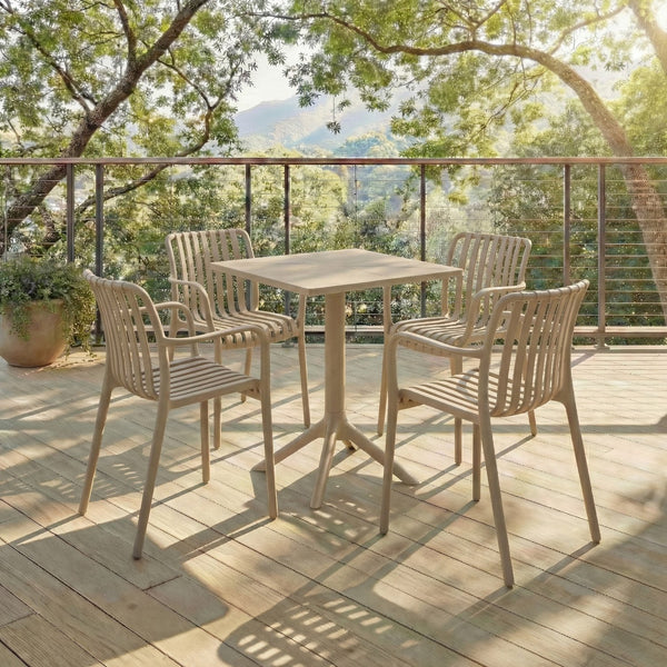 Holly Stacking Dining Armchair Set Of 2 — Weather-Resistant Polyethylene Chairs With Ergonomic Arms And Space-Saving Storage