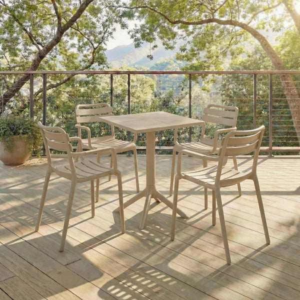Stella Square Bistro Table For Compact Outdoor Spaces — Weatherproof Polyethylene, Matte Finish
