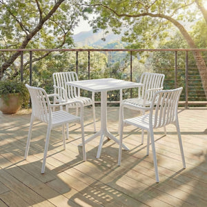 Stella Square Bistro Table For Compact Outdoor Spaces — Weatherproof Polyethylene, Matte Finish
