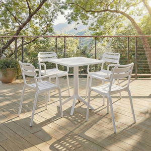Sarah Modern Stacking Dining Armchairs Set Of 2 — Weatherproof Polyethylene, Ergonomic Arms, Space-Saving Design