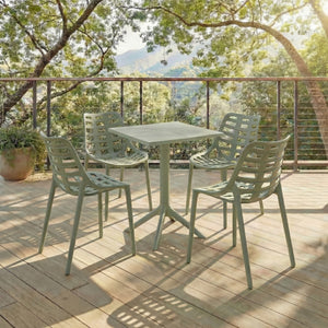 Stella Square Bistro Table For Compact Outdoor Spaces — Weatherproof Polyethylene, Matte Finish