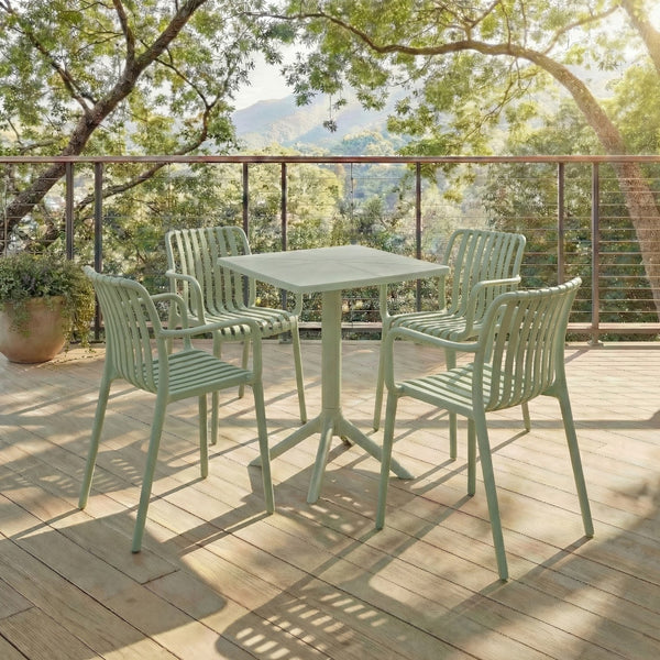 Holly Stacking Dining Armchair Set Of 2 — Weather-Resistant Polyethylene Chairs With Ergonomic Arms And Space-Saving Storage