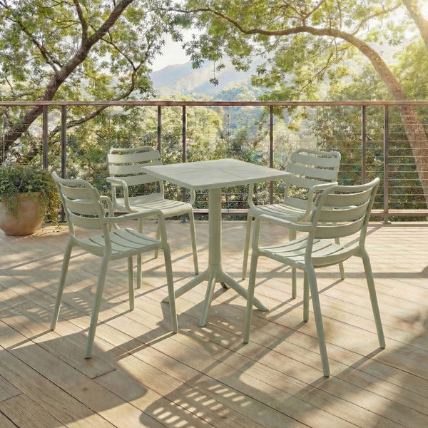 Sarah Modern Stacking Dining Armchairs Set Of 2 — Weatherproof Polyethylene, Ergonomic Arms, Space-Saving Design