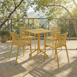 Stella Square Bistro Table For Compact Outdoor Spaces — Weatherproof Polyethylene, Matte Finish
