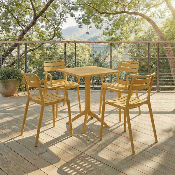 Sarah Modern Stacking Dining Armchairs Set Of 2 — Weatherproof Polyethylene, Ergonomic Arms, Space-Saving Design