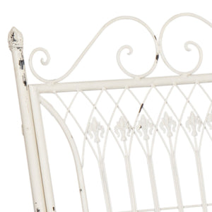 Safavieh LEAH 4-Piece Wrought Iron Outdoor Set with Victorian Scroll Design for Charming Patio Gatherings Antique White PAT5000A