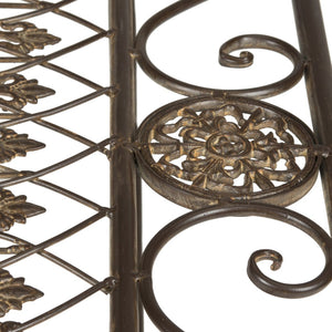 Safavieh LEAH 4-Piece Wrought Iron Outdoor Set with Victorian Scroll Design for Charming Patio Gatherings Rustic Brown PAT5000B