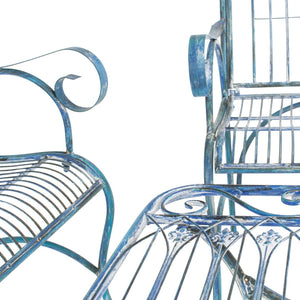 Safavieh LEAH 4-Piece Wrought Iron Outdoor Set with Victorian Scroll Design for Charming Patio Gatherings Mossy Blue / - PAT5000C