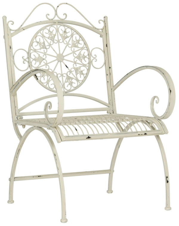 Safavieh SOPHIE 4-Piece Patio Set – Elegant Victorian-Inspired Outdoor Furniture for Charming Gatherings Antique White PAT5001A