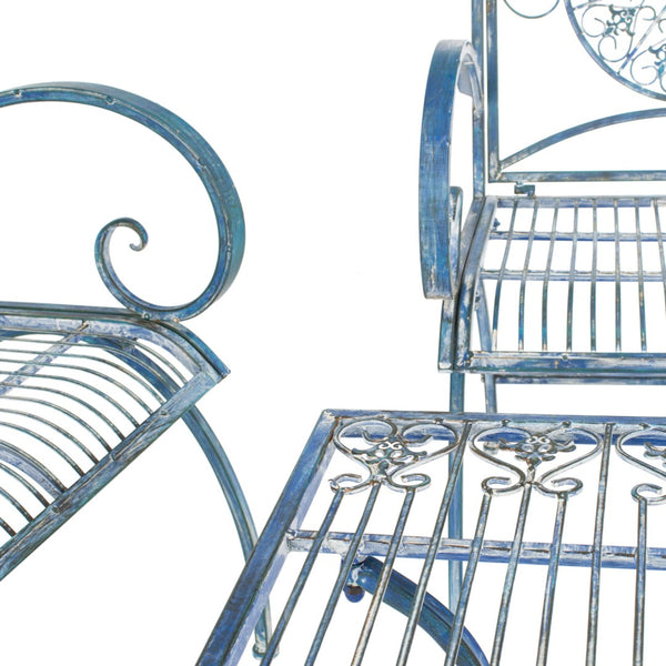 Safavieh SOPHIE 4-Piece Patio Set – Elegant Victorian-Inspired Outdoor Furniture for Charming Gatherings Mossy Blue / - PAT5001C