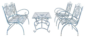 Safavieh SOPHIE 4-Piece Patio Set – Elegant Victorian-Inspired Outdoor Furniture for Charming Gatherings Mossy Blue / - PAT5001C